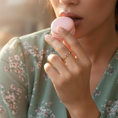 925 Sterling Silver Pink Green Tourmaline Ring