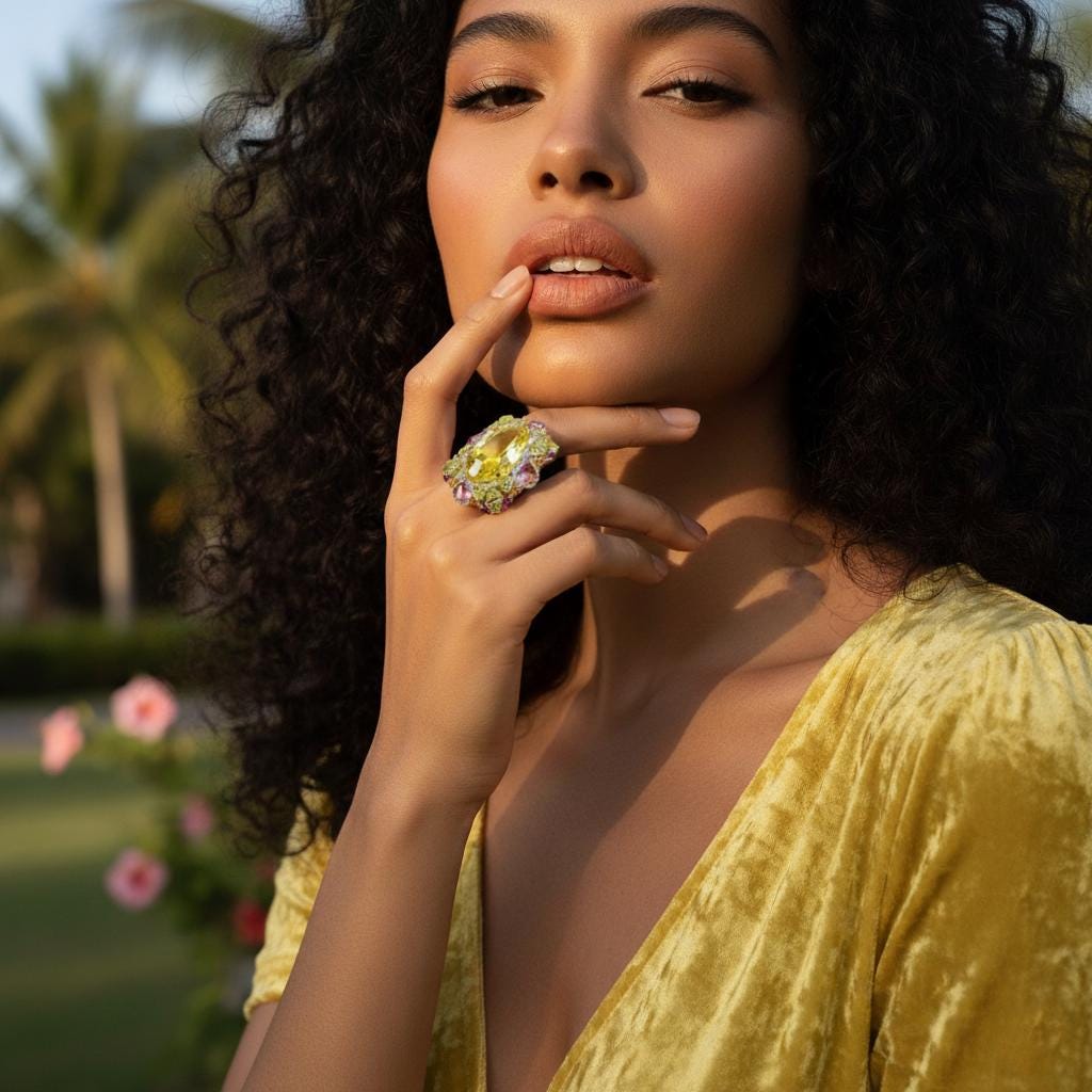 925 Sterling Silver Lemon Quartz Statement Ring