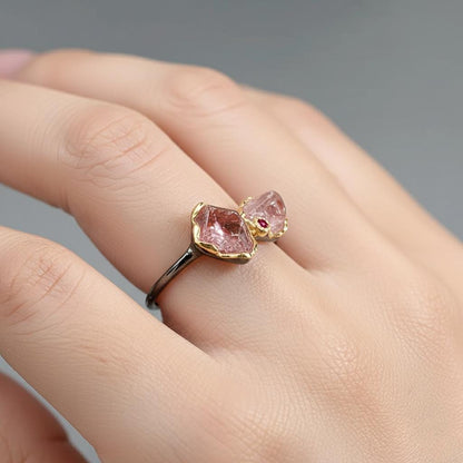 925 Sterling Silver Raw Tourmaline Ring, side view