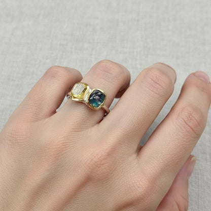 925 sterling silver green sapphire nature ring