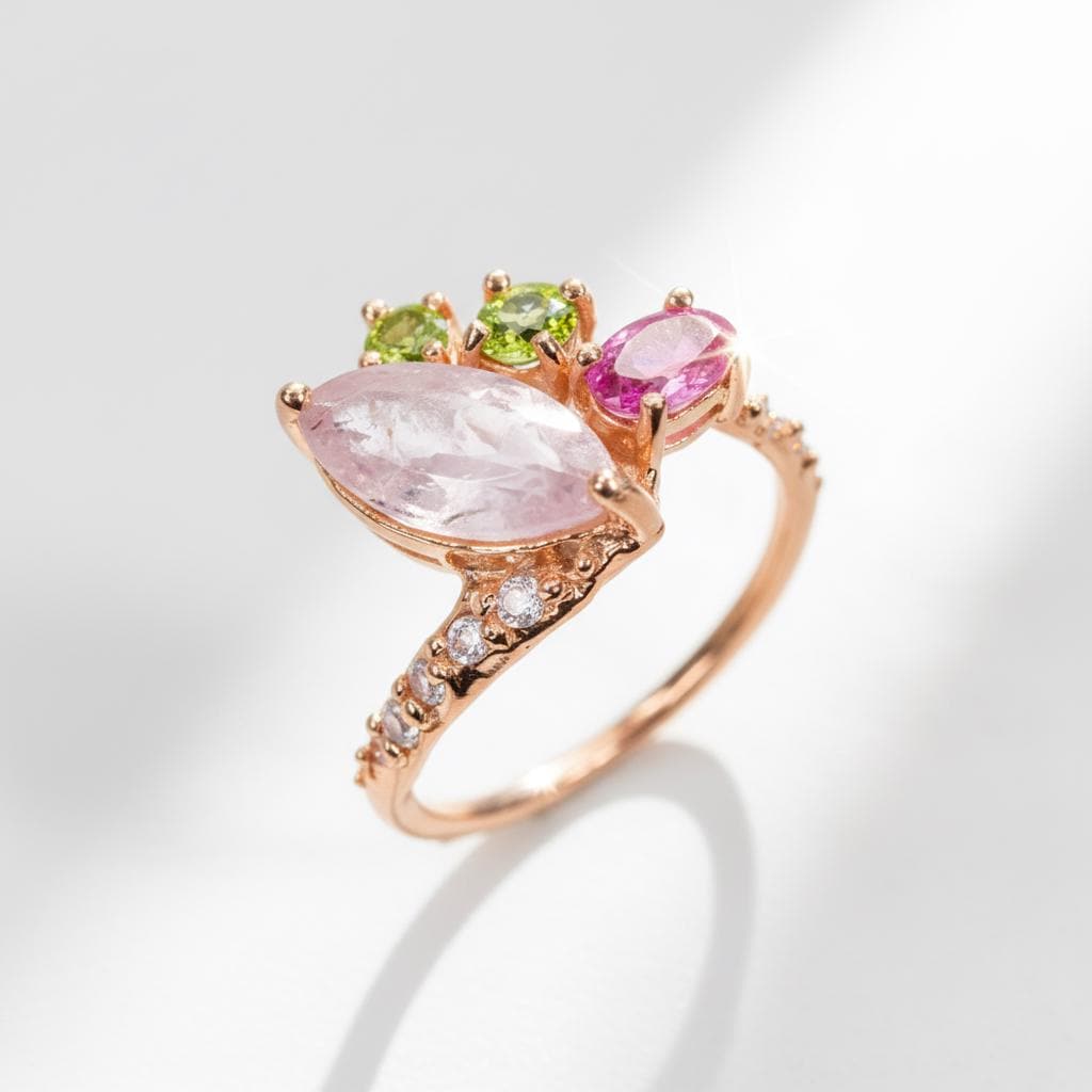925 Sterling Silver Morganite Mothers Ring