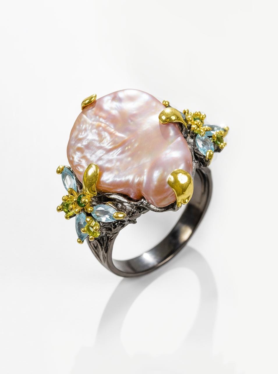 925 Sterling Silver Peach Pearl Ring, main product image