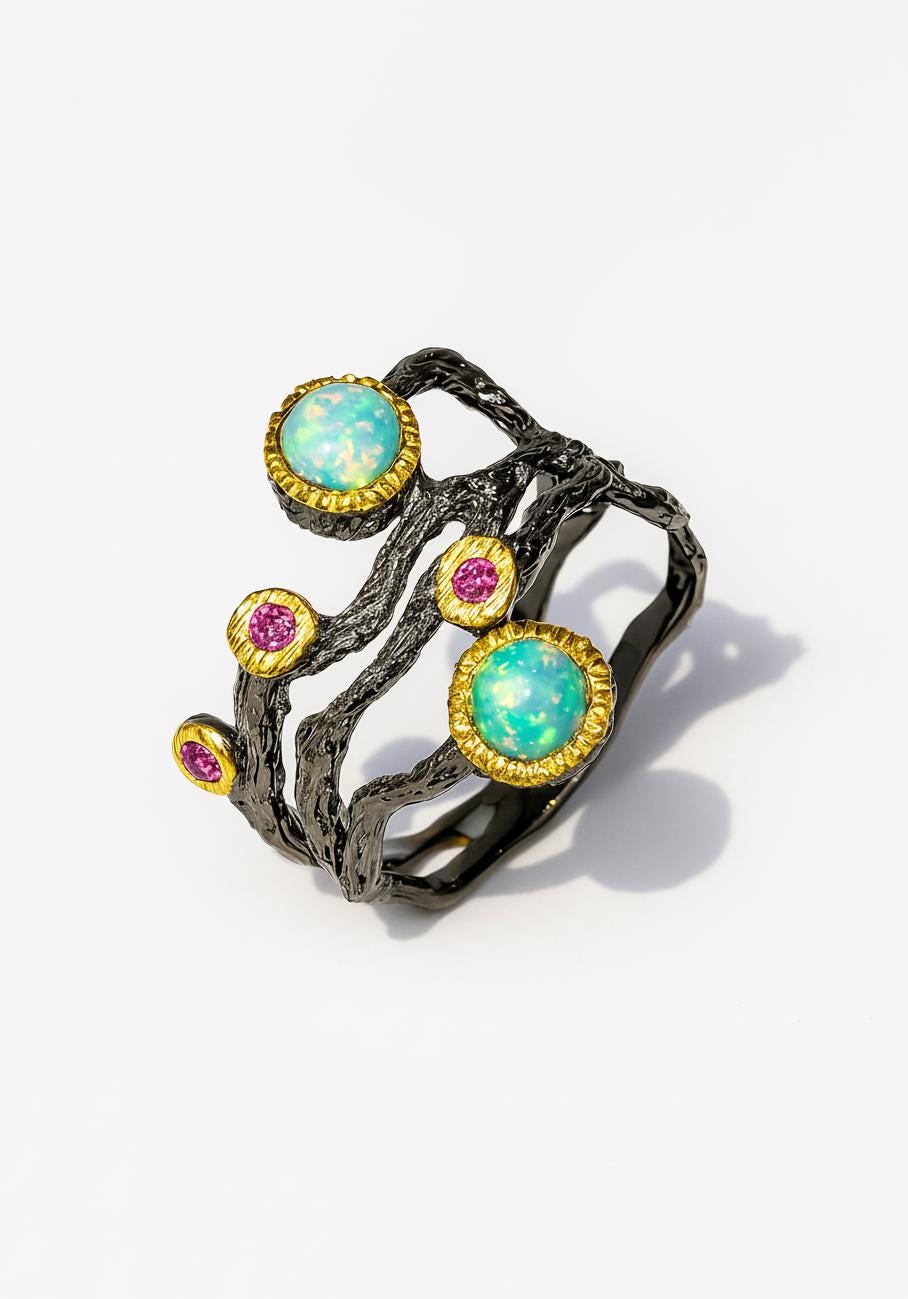 925 sterling silver fire opal wide band ring