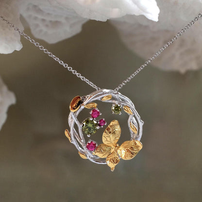 925 sterling silver butterfly peridot ring set