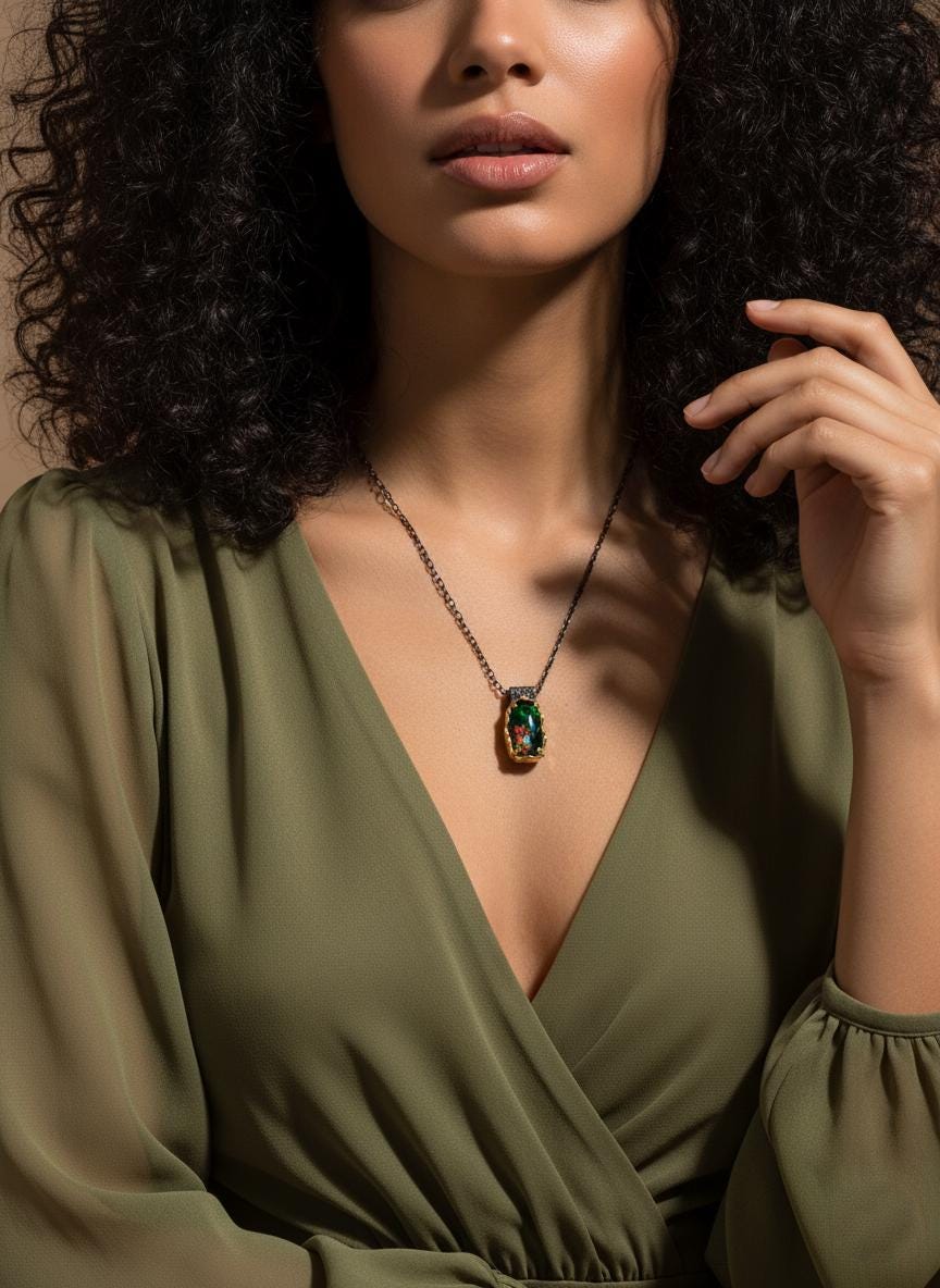 925 Sterling Silver Black Opal Textured Necklace