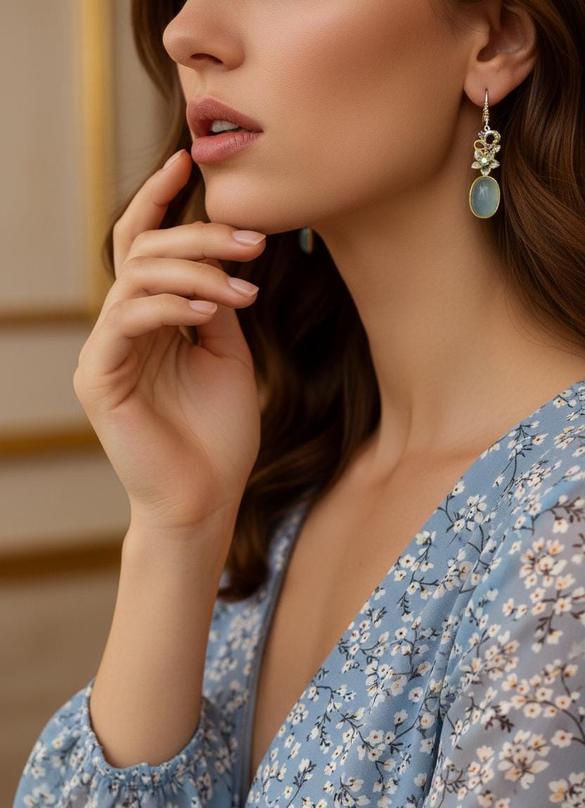 925 Sterling Silver Aquamarine Flower Earrings