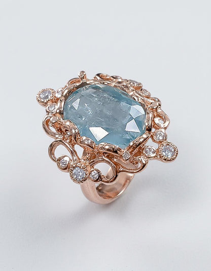 925 sterling silver blue kyanite art deco ring