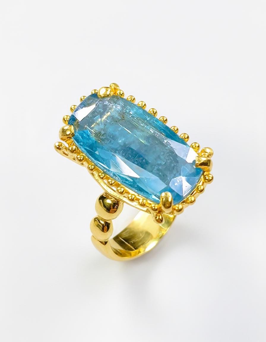 925 Sterling Silver Blue Kyanite Boho Ring