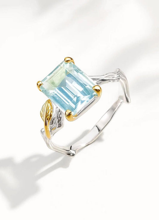925 Sterling Silver Aquamarine Branch Promise Ring