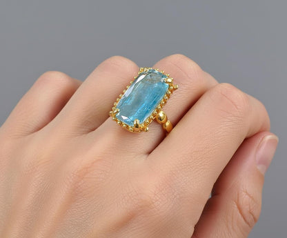 925 Sterling Silver Blue Kyanite Boho Ring