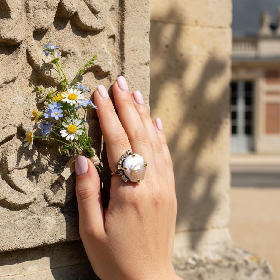 925 Sterling Silver Baroque Pearl Statement Ring