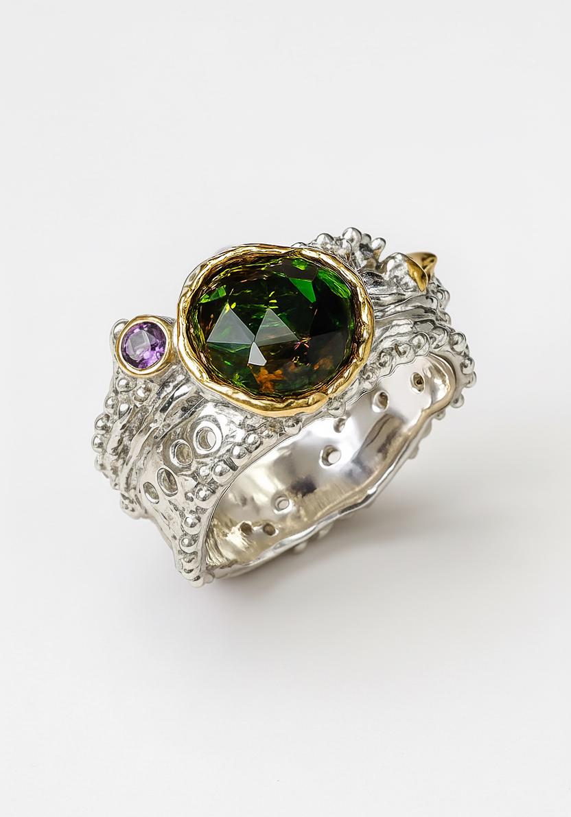 925 Sterling Silver Black Opal Wide Band Ring