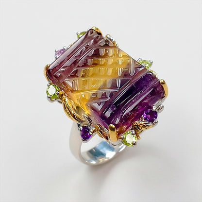 925 Sterling Silver Fluorite Statement Ring