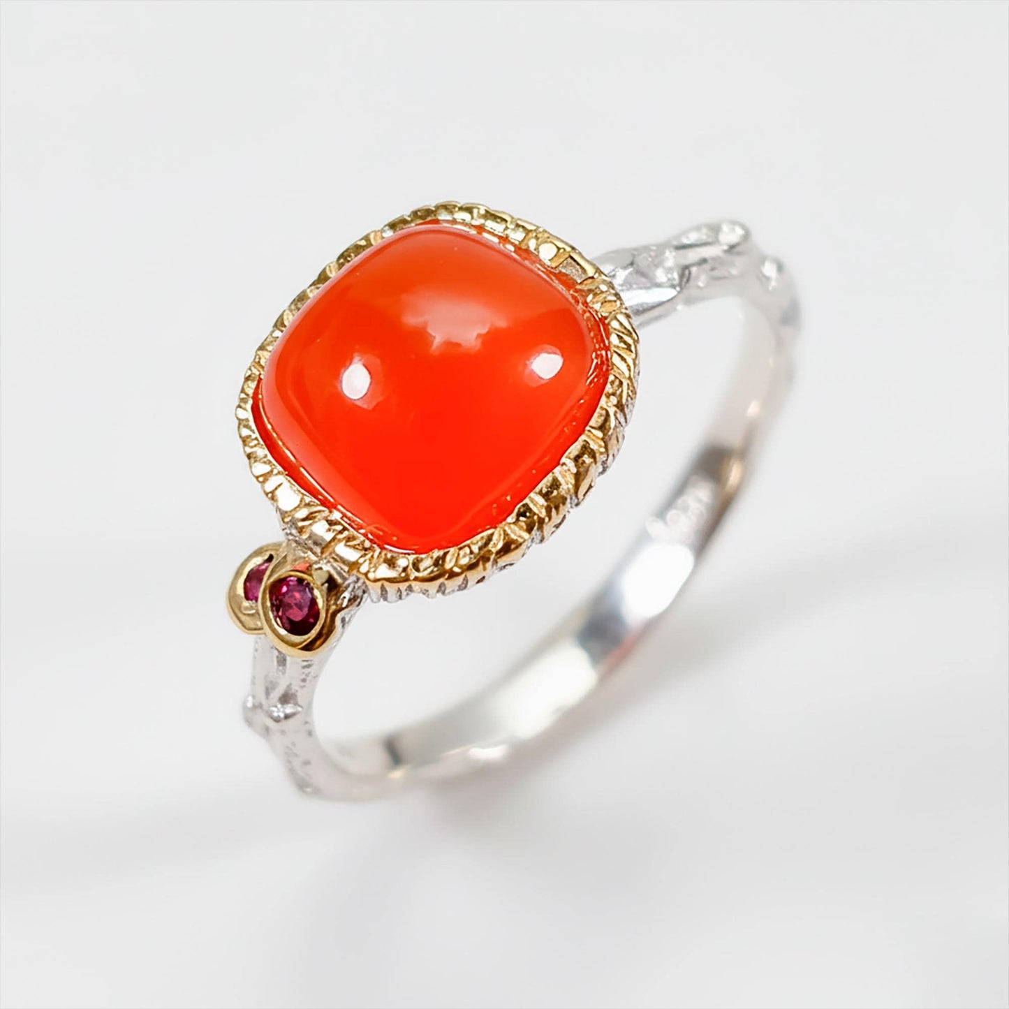 925 Sterling Silver Carnelian Twig Ring