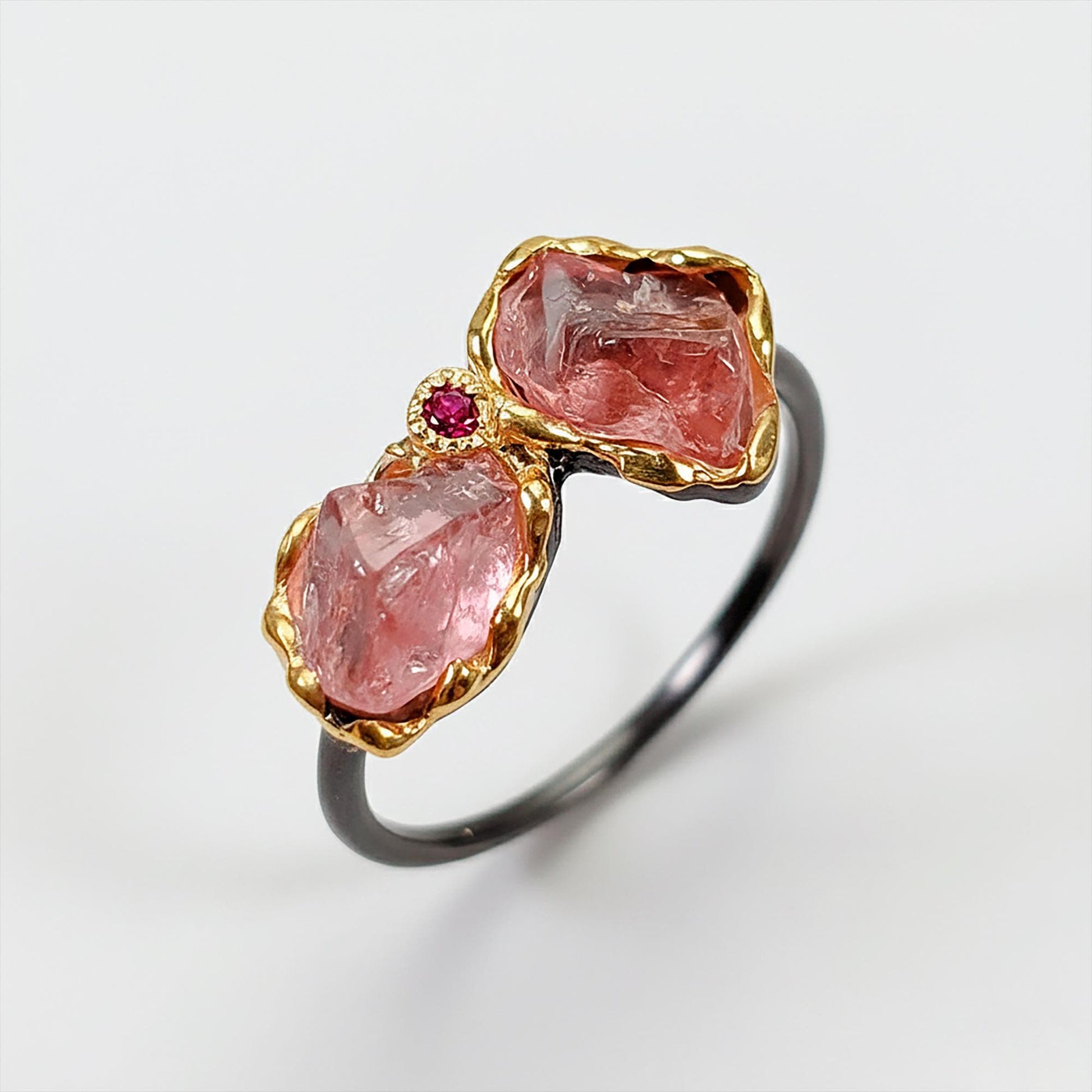 925 Sterling Silver Raw Tourmaline Ring, additional angle