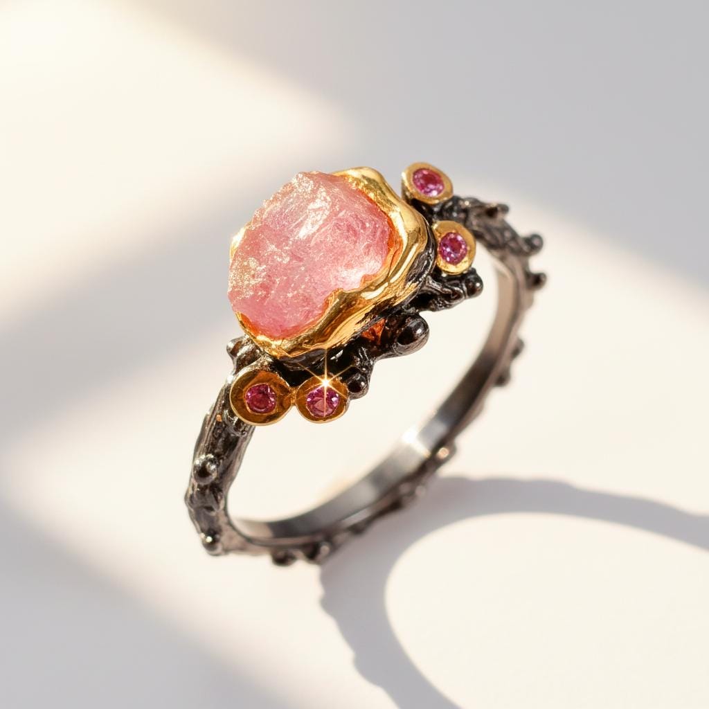 925 sterling silver pink ruby dainty ring