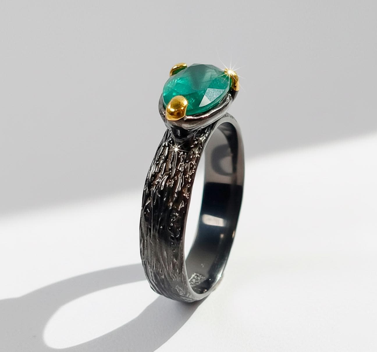 925 sterling silver green kyanite branch ring