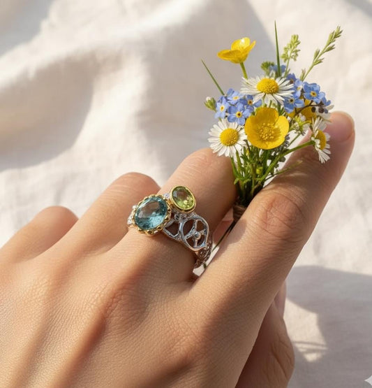 925 Sterling Silver Neon Blue Apatite Ring