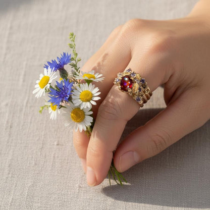 925 Sterling Silver Black Opal Organic Ring