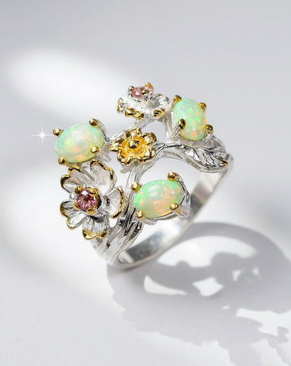 925 Sterling Silver Fire Opal Ring, additional angle