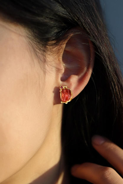 925 Sterling Silver Raw Tourmaline Stud Earrings