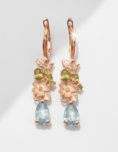 925 Sterling Silver Kyanite Flower Earrings