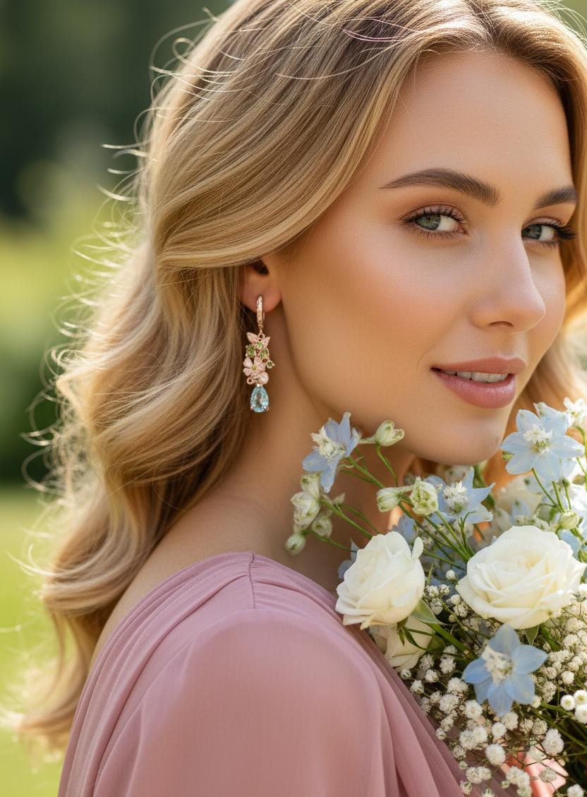 925 Sterling Silver Kyanite Flower Earrings