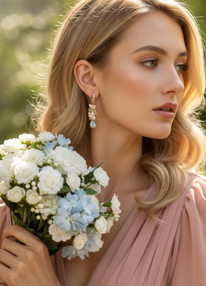 925 Sterling Silver Kyanite Flower Earrings