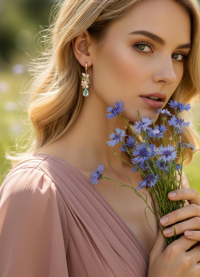 925 Sterling Silver Kyanite Flower Earrings