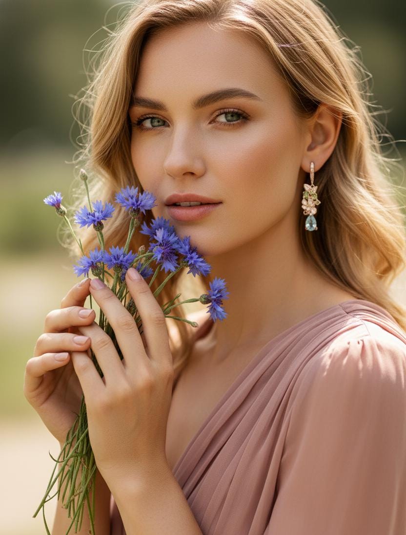 925 Sterling Silver Kyanite Flower Earrings