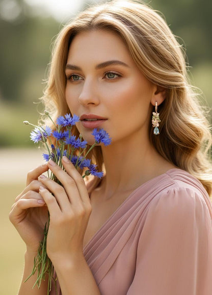 925 Sterling Silver Kyanite Flower Earrings