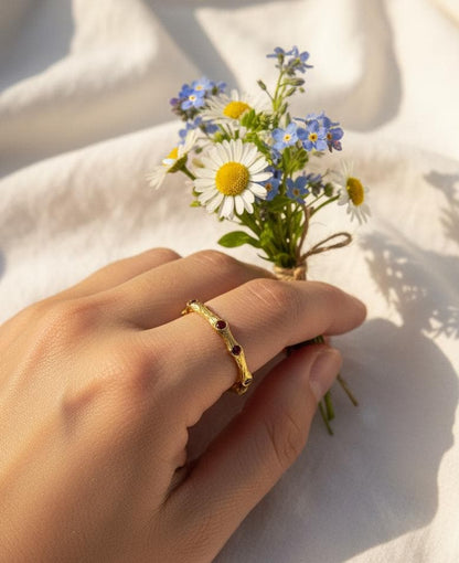 14K Solid Gold Nature Branch Eternity Band Ring