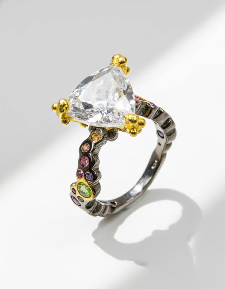 925 Sterling Silver Moissanite Cluster Ring