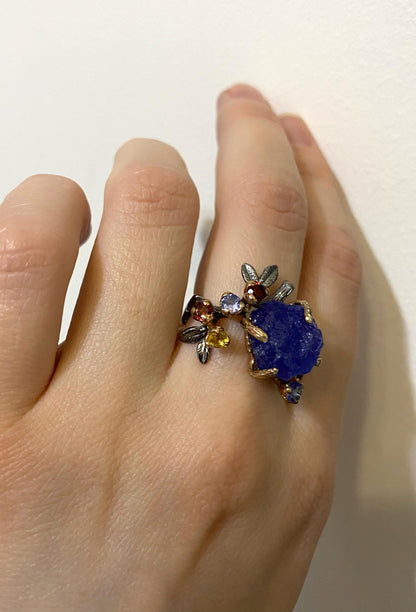 925 Sterling Silver Raw Tanzanite Ring