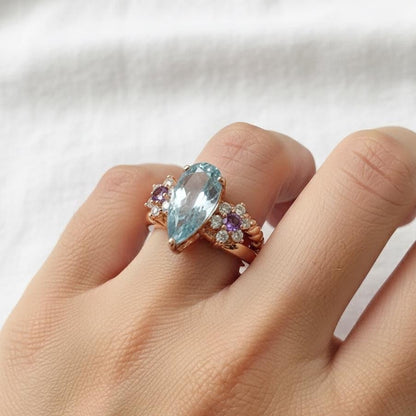 925 Sterling Silver Aquamarine Ring, side view, image 13
