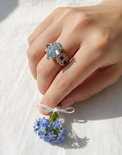 925 Sterling Silver Aquamarine Ring, alternate angle, image 11
