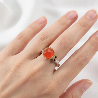 925 Sterling Silver Carnelian Twig Ring