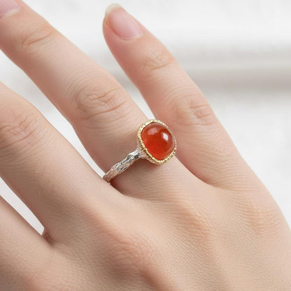 925 Sterling Silver Carnelian Twig Ring