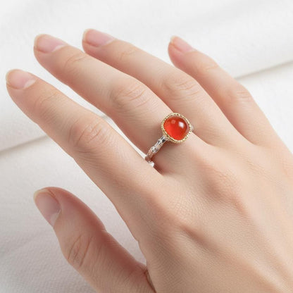 925 Sterling Silver Carnelian Twig Ring