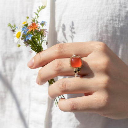 925 Sterling Silver Carnelian Twig Ring