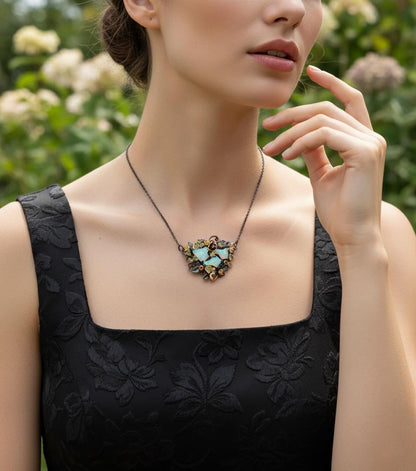 925 Sterling Silver Raw Fire Opal Necklace