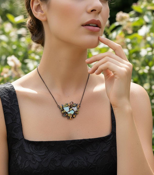 925 Sterling Silver Raw Fire Opal Necklace