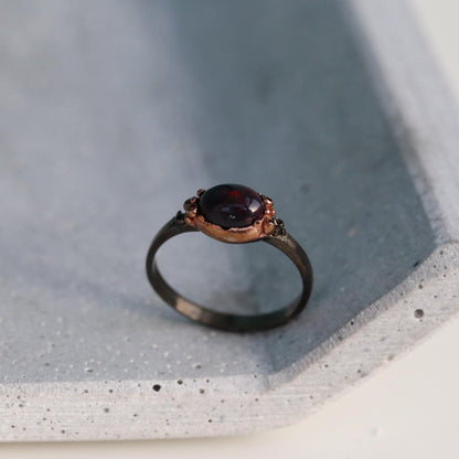 925 Sterling Silver Black Opal Ring