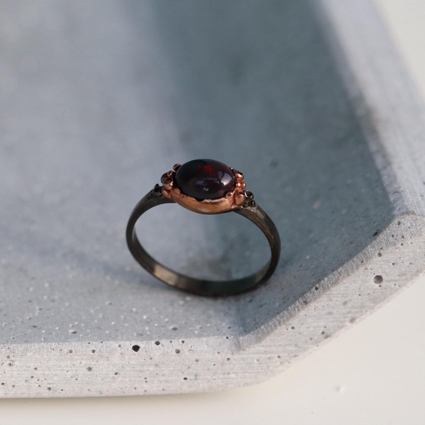 925 Sterling Silver Black Opal Ring