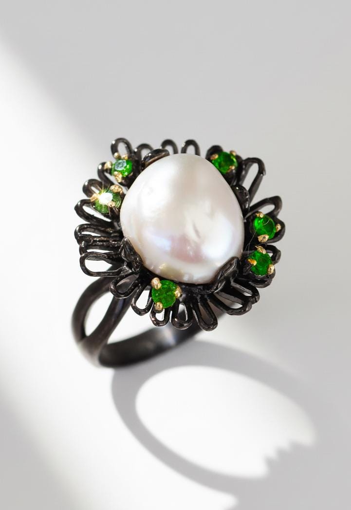 925 Sterling Silver Pearl Flower Ring