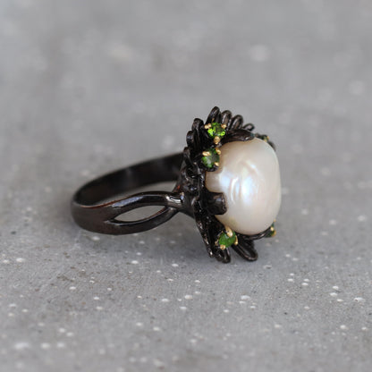 925 Sterling Silver Pearl Flower Ring