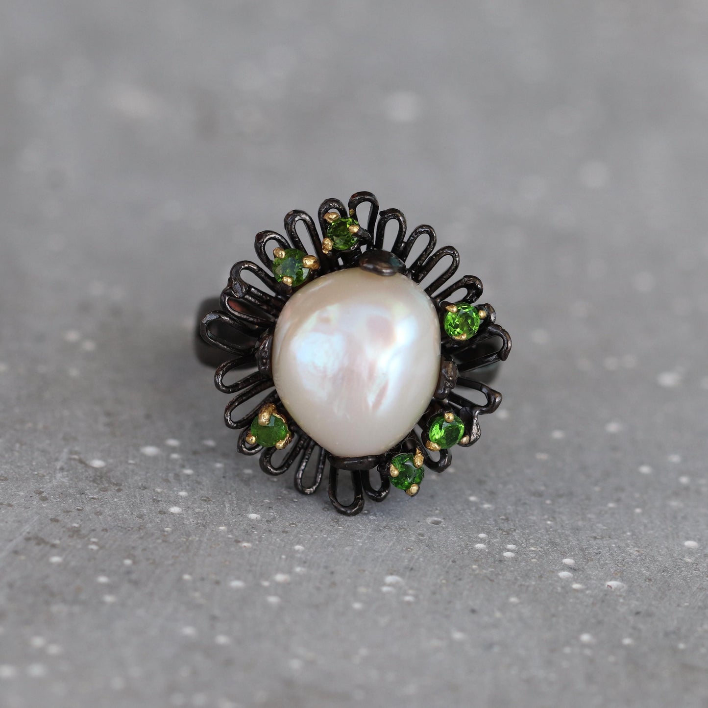 925 Sterling Silver Pearl Flower Ring
