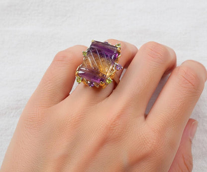 925 Sterling Silver Fluorite Statement Ring