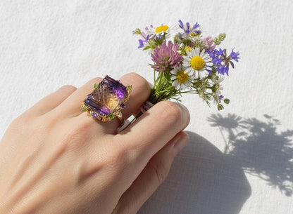 925 Sterling Silver Fluorite Statement Ring