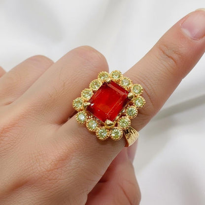 925 Sterling Silver Red Garnet Halo Ring